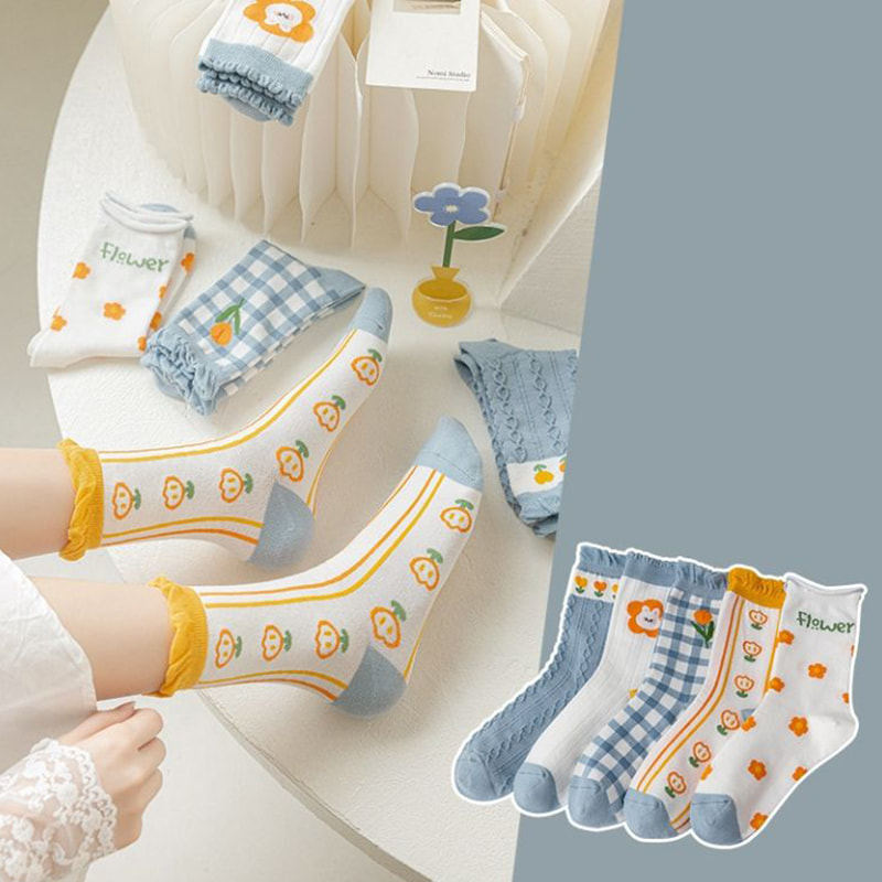 Calzini a tubo mid per bambini, tendenza dei calzini dei cartoni animati giapponesi, versione coreana, calzini da donna a quattro stagioni